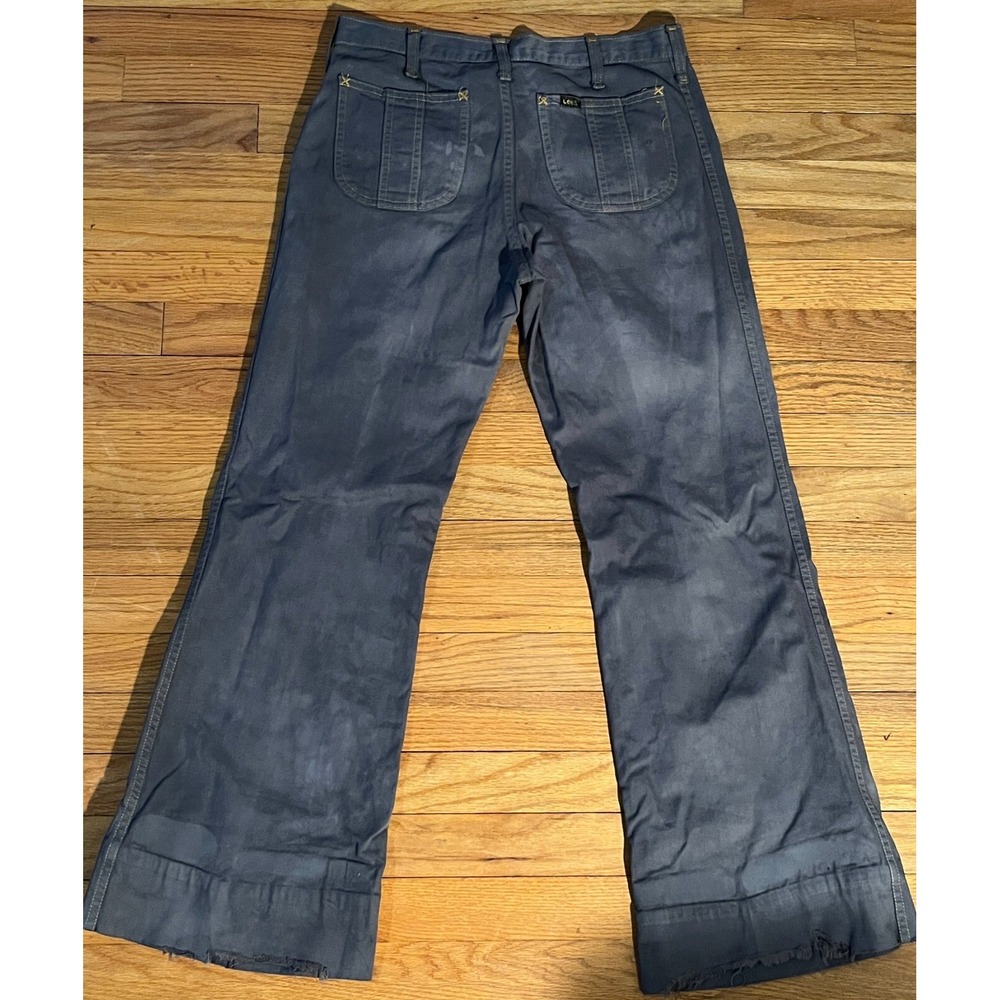 Vintage 1970's Lee High Rise Flare Bell Bottom Gray Denim Jeans Women 32 x 29